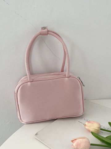 Women's Small Silk Solid Color Elegant Zipper Handbag