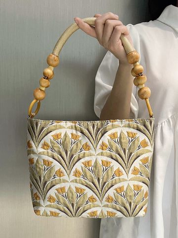 Women's Medium Polyester Flower Vintage Style Magnetic Buckle Handbag