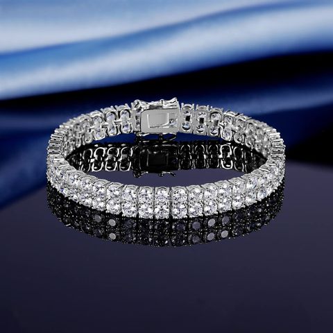 Casual Classic Style Round Brass Plating Inlay Zircon 18K Gold Plated Women's Tennis Bracelet