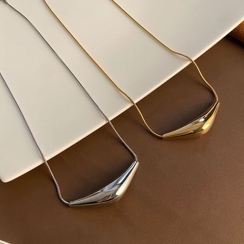 Stainless Steel Titanium Steel Hip-Hop Solid Color Asymmetrical Pendant Necklace
