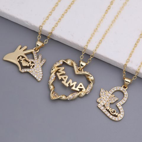 Copper 18K Gold Plated Simple Style Classic Style Heart Shape Plating Inlay Zircon Pendant Necklace