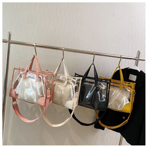 Women's Large PVC Solid Color Streetwear Zipper Handbag