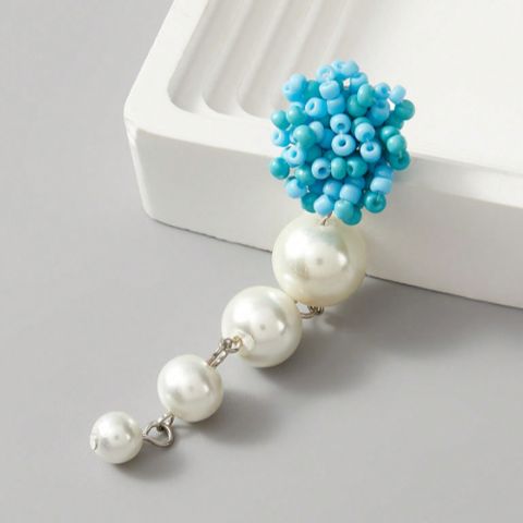 1 Pair Simple Style Classic Style Color Block Inlay Imitation Pearl Alloy Artificial Pearls Pearl Drop Earrings