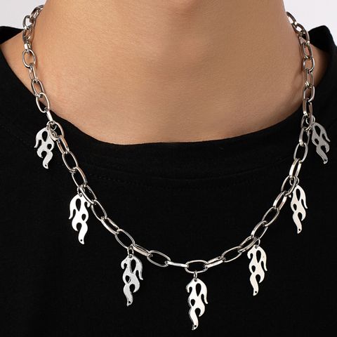 Hip-Hop Simple Style Cool Style Flame Alloy Men's Necklace