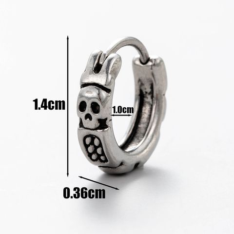 1 Piece Vintage Style Star Solid Color Skull Stainless Steel Ear Studs