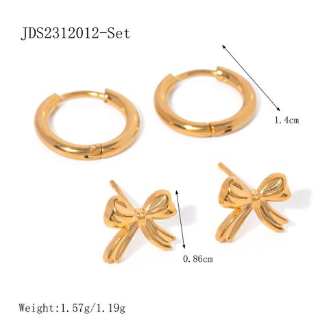 1 Pair Simple Style Classic Style Bow Knot Plating 304 Stainless Steel 18K Gold Plated Ear Studs