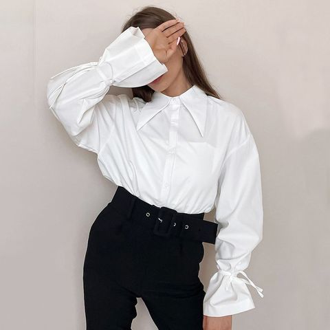 Women's Blouse Long Sleeve Blouses Vacation Solid Color