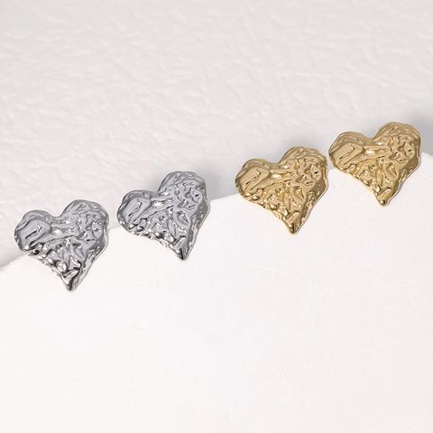 1 Pair Sweet Simple Style Heart Shape Plating 304 Stainless Steel 18K Gold Plated Ear Studs