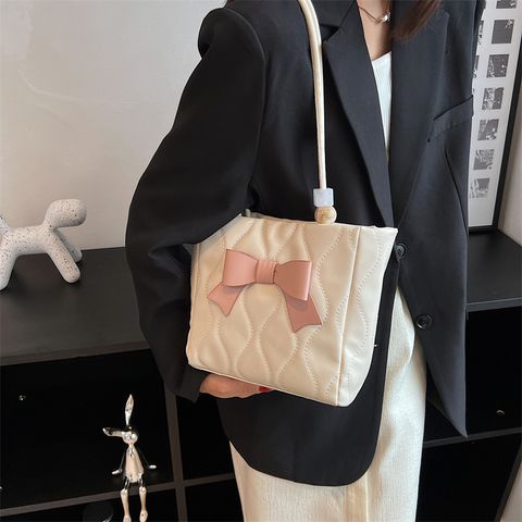 Women's Small Pu Leather Bow Knot Classic Style Flip Cover Underarm Bag