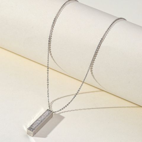 Copper Simple Style Classic Style Rectangle Inlay Rhinestones Pendant Necklace