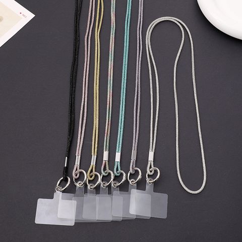 Simple Style Solid Color Nylon Metal Plating Mobile Phone Chain