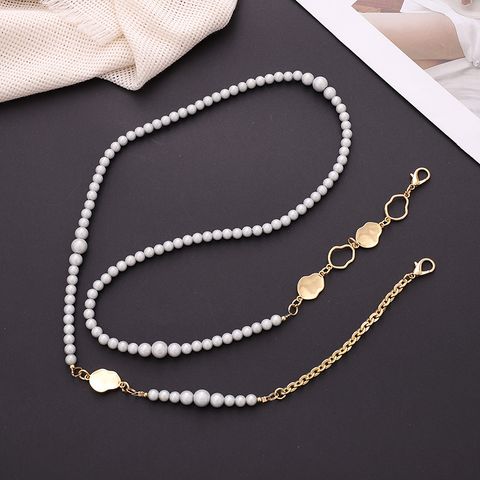 Simple Style Bow Knot Imitation Pearl Beaded Chain Mobile Phone Chain