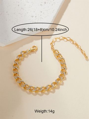 Hip-Hop Beach Geometric Alloy Inlay Rhinestones 18K Gold Plated Unisex Anklet