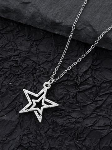 Stainless Steel Steel Simple Style Star Stamping Layered Pendant Necklace