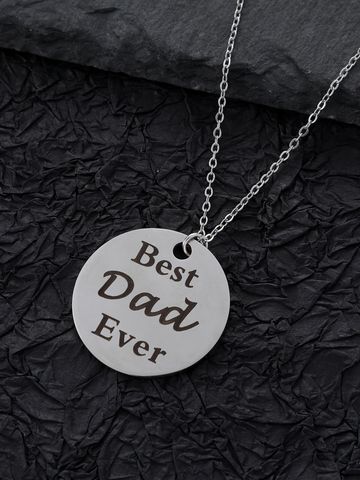 Stainless Steel Alloy Classic Style Round Letter Pendant Necklace