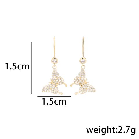 1 Pair Simple Style Classic Style Solid Color Plating Inlay Sterling Silver Zircon 14K Gold Plated Drop Earrings