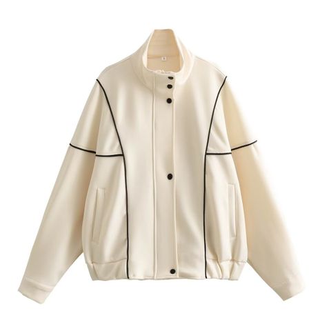 Women's Simple Style Solid Color Pocket Casual Jacket
