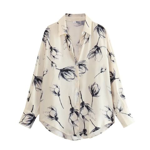Women's Blouse Long Sleeve Blouses Button Streetwear Flower