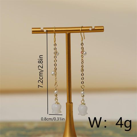 1 Pair Simple Style Flower Plating Copper 18K Gold Plated Dangling Earrings