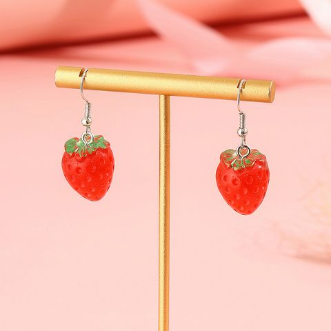 1 Pair Cute Sweet Strawberry Resin Drop Earrings