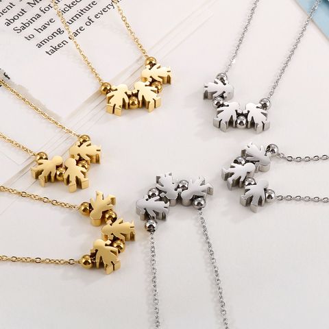 Stainless Steel 18K Gold Plated Simple Style Human Pendant Necklace