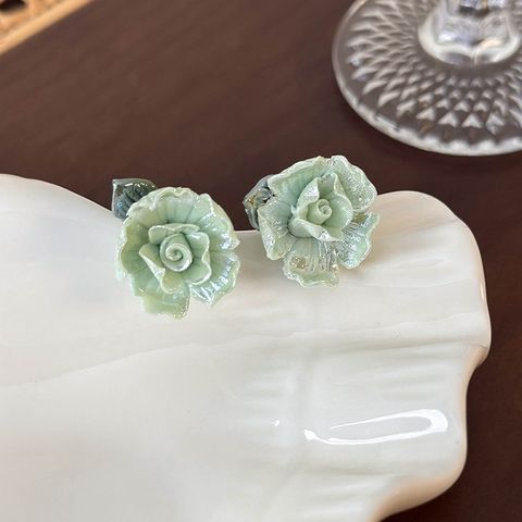1 Pair Classical Flower Ceramics Ear Studs