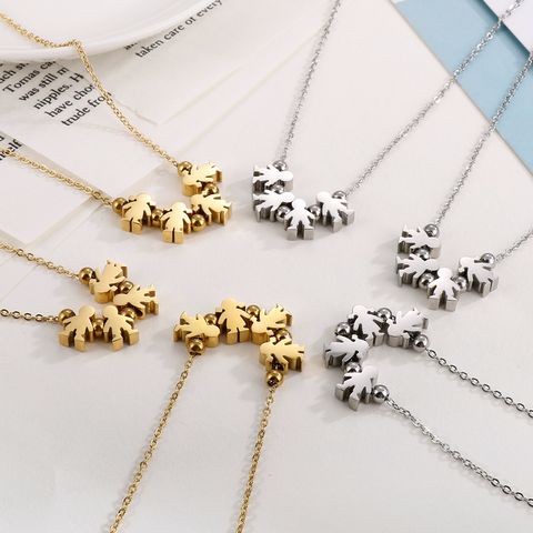 Stainless Steel 18K Gold Plated Simple Style Human Pendant Necklace