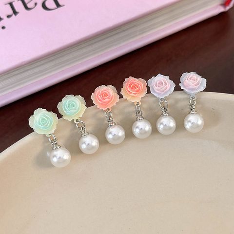 1 Set 6 Pieces Cute Flower Resin Drop Earrings