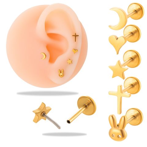 1 Piece Ear Cartilage Rings & Studs Simple Style Geometric Round Stainless Steel Plating 18K Gold Plated Ear Cartilage Rings & Studs