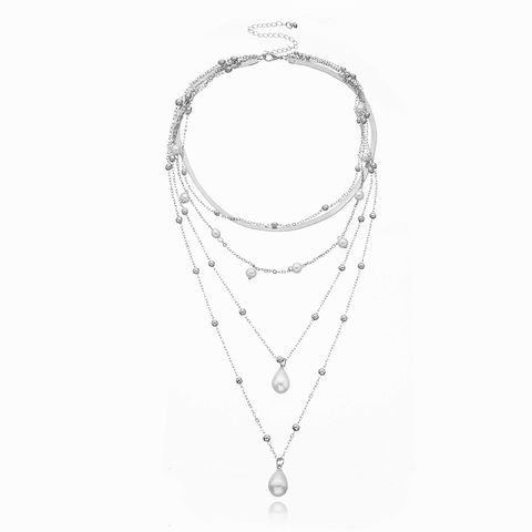Simple Style Water Droplets Alloy Plastic Layered Women's Layered Necklaces