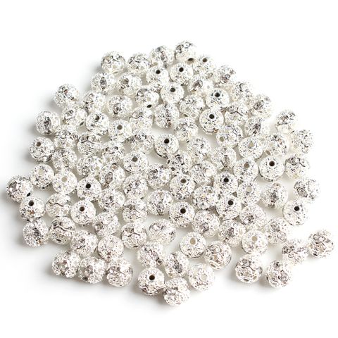 50 Pieces Diameter 10mm Diameter 6 Mm Diameter 8mm Alloy Zircon Round Beads