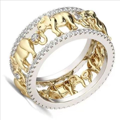 Wholesale Jewelry Simple Style Elephant Alloy Rhinestones Plating Inlay Rings