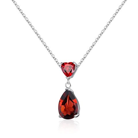 Sterling Silver Elegant Heart Shape Solid Color Plating Inlay Zircon Pendant Necklace