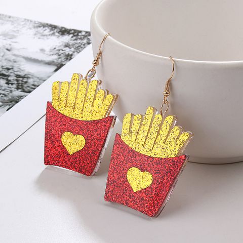 1 Pair Casual Funny French Fries Arylic Drop Earrings