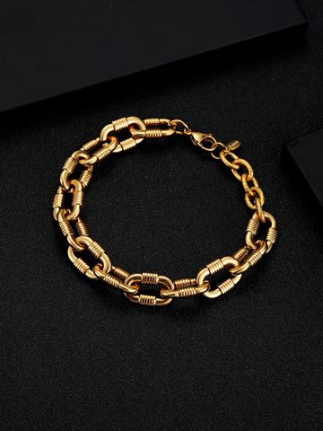 Hip-Hop Solid Color Stainless Steel 18K Gold Plated Bracelets In Bulk