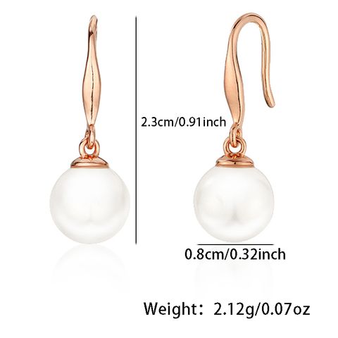 1 Pair Romantic Solid Color Beaded Inlay Sterling Silver Artificial Pearls Rose Gold Plated Ear Hook