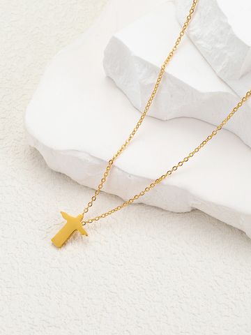 Stainless Steel 18K Gold Plated Hip-Hop Cross Necklace