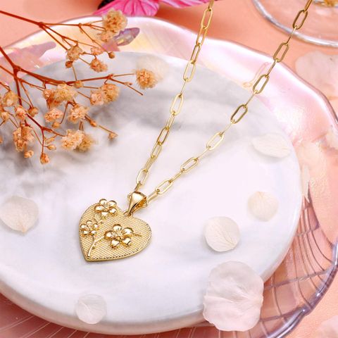 Copper Simple Style Heart Shape Solid Color Plating Pendant Necklace