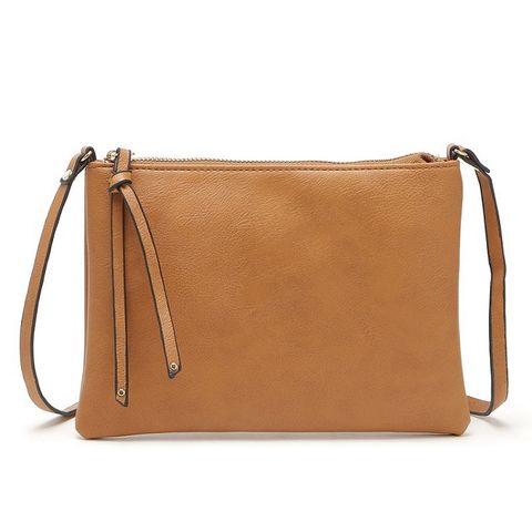 Women's Small Pu Leather Solid Color Basic Zipper Envelope Bag