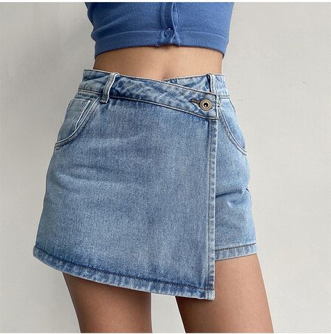 Women's Daily Streetwear Solid Color Shorts Washed Jeans