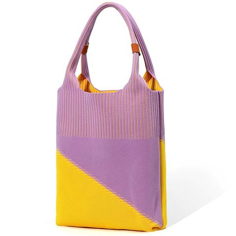Women's Large Polyester Color Block Vintage Style Open Handbag