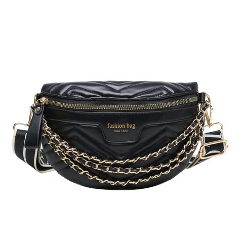 Women's Streetwear Solid Color Pu Leather Waist Bags