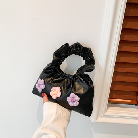 Women's Small Pu Leather Flower Cute Magnetic Buckle Handbag