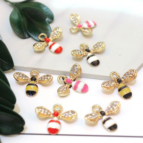 Diy Ornament Accessories K Gold Alloy Small Pendant Wings Spot Drill Bee Earrings Pendant Pendant Wholesale