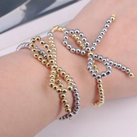 Copper 18K Gold Plated Silver Plated Vintage Style Simple Style Bow Knot Plating Bracelets