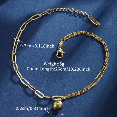 Hawaiian Vacation Geometric Ball 304 Stainless Steel Plating 14K Gold Plated Women's Anklet