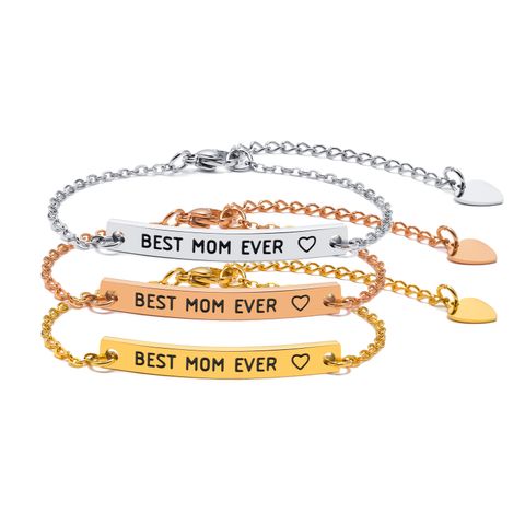 Simple Style Letter Stainless Steel 18K Gold Plated ID Bracelet In Bulk