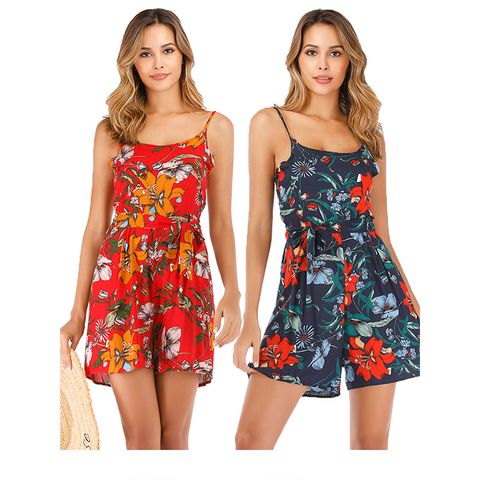 Women's Daily Vacation Flower Rompers