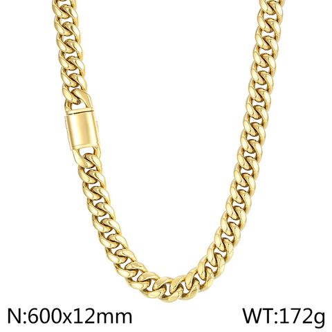 Stainless Steel 18K Gold Plated Hip-Hop Solid Color Bracelets Necklace