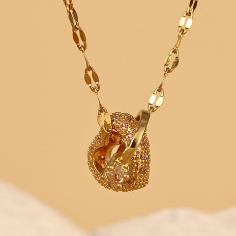 Rostfreier Stahl 18 Karat Vergoldet Lässig Einfacher Stil Herzform Halskette Mit Anhänger